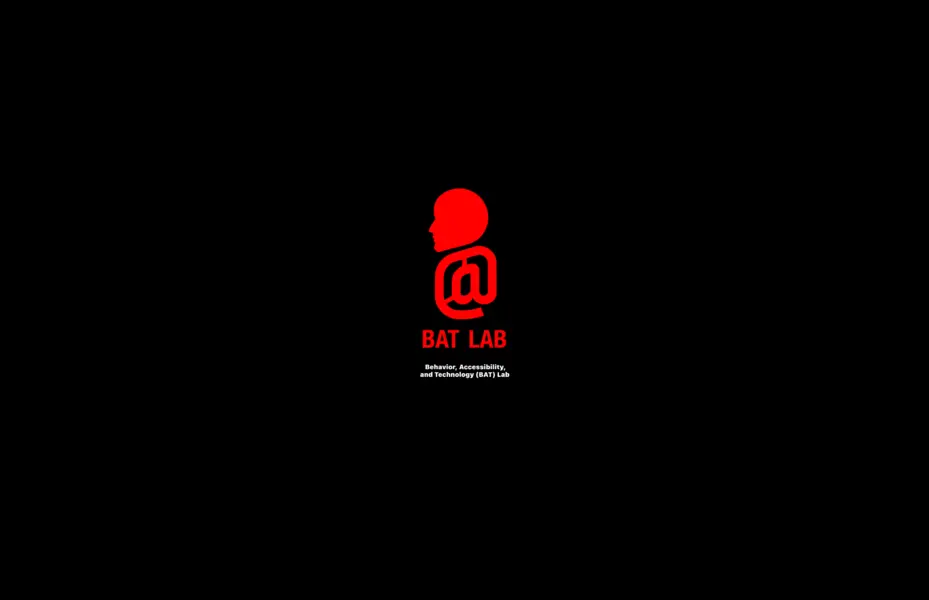 Black desktop wallpaper with a red BAT Lab logo centered.